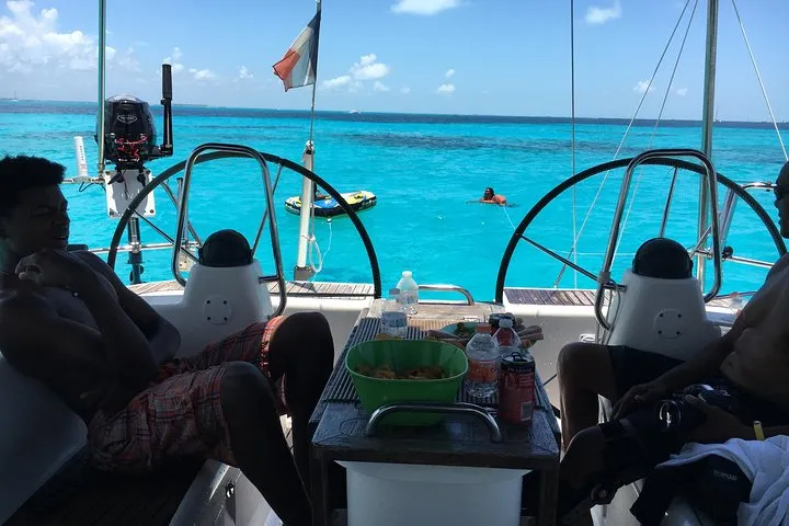 Private sailboat on a Cancun yacht rental sailing tour near Isla Mujeres, Quintana Roo, Mexico